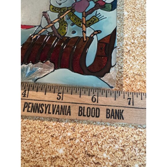 Stained Glass Style Snowman Picture Frame – approx 6.5” x 8” – Holiday Winter Dé - Picture 5 of 9